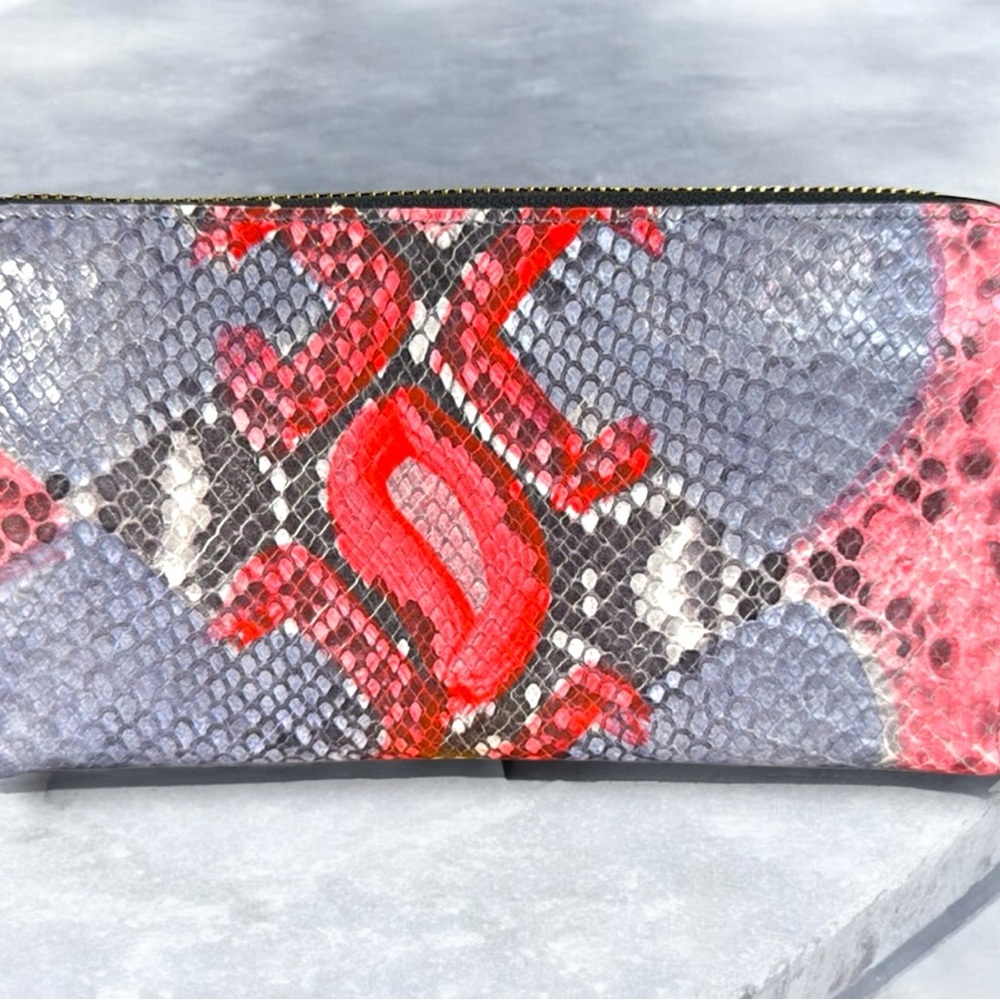 Tory Burch Python Leather Zip Around Continental … - image 3